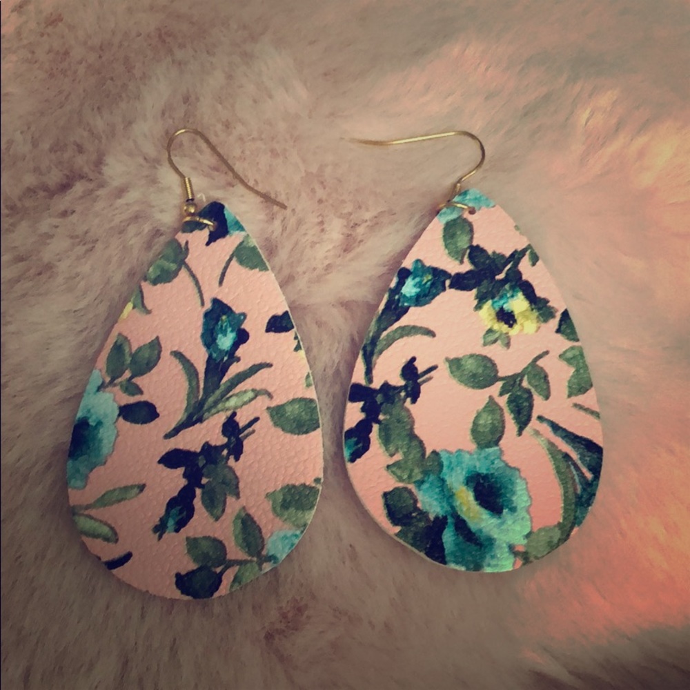 Pink floral earrings